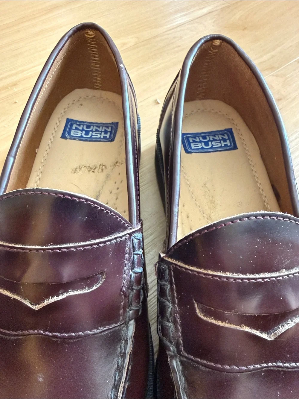 MENS NUNN BUSH LINCOLN MOC TOE PENNY LOAFER LEATHER CASUAL SHOE BURGUNDY SZ 12 M